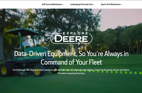 Explore John Deere - WordPress website for HVAC contractor with booking system and service area mapping.
