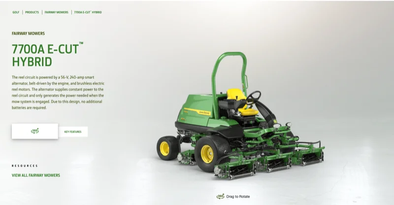 Interactive product page. Included 360 degree interactive view, target hotspots with modal display of details, and feature videos.