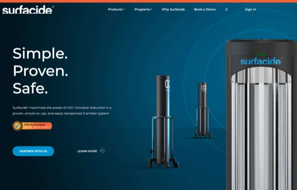 Surfacide Website - Highly custom wordpress layout with dynamic content, and layouts to emphasize the ring technology.